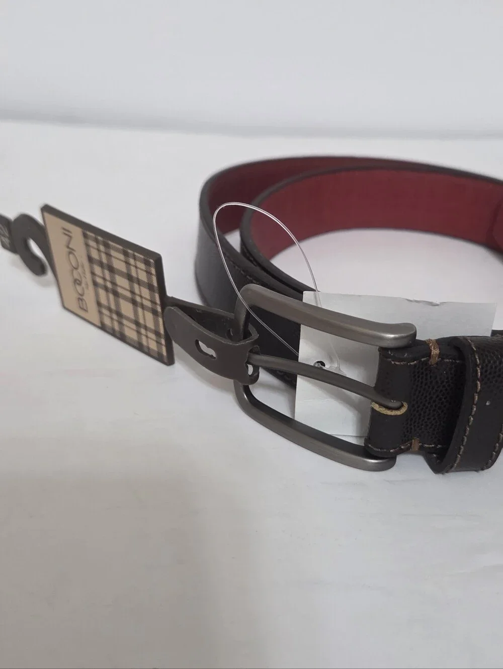 Boconi Mens Brown Leather Belt Size 42 NWT